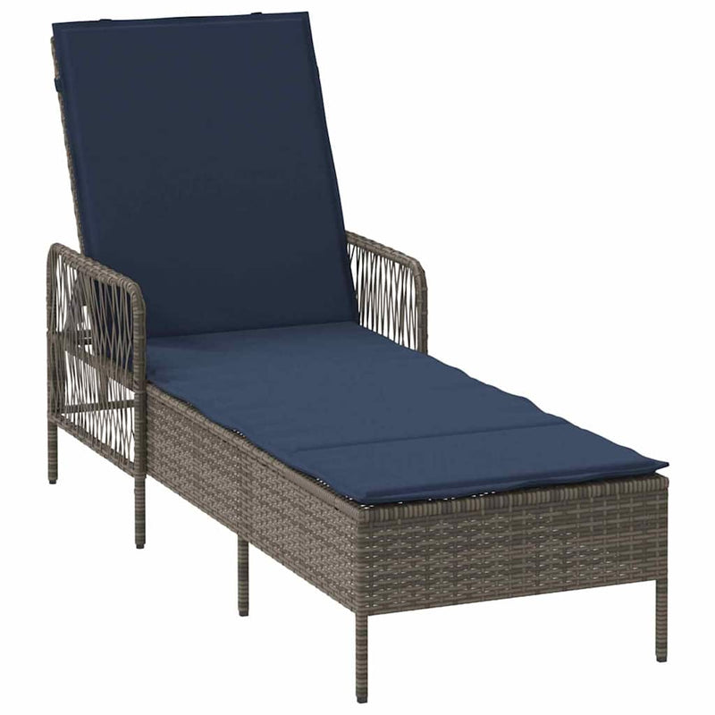 vidaXL Napozóágy párnával 2 pcs Szürke 35 x 35 x 32cm polirattan