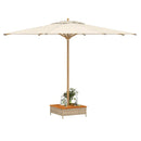 vidaXL bézs polyrattan és akácfa napernyőtalp-burkolat 70 x 70 x 25 cm