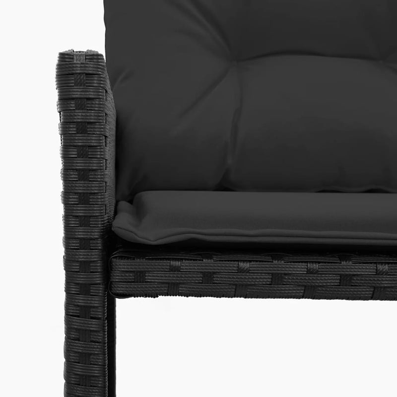 vidaXL L-alakú fekete polyrattan kerti kanapé asztallal és párnával