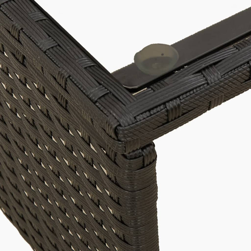 vidaXL L-alakú fekete polyrattan kerti kanapé asztallal és párnával