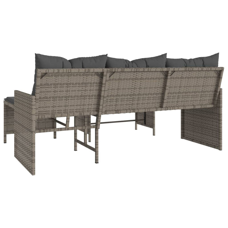 vidaXL L-alakú szürke polyrattan kerti kanapé asztallal és párnákkal