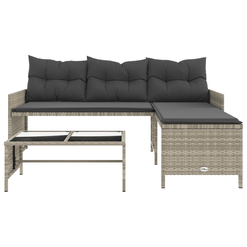 vidaXL L-alakú szürke polyrattan kerti kanapé asztallal és párnákkal