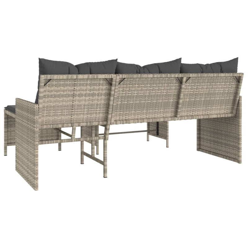 vidaXL L-alakú szürke polyrattan kerti kanapé asztallal és párnákkal