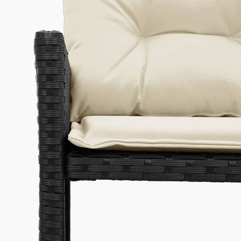 vidaXL L-alakú fekete polyrattan kerti kanapé asztallal és párnával