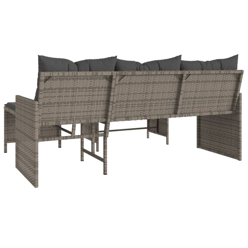 vidaXL L-alakú szürke polyrattan kerti kanapé asztallal és párnákkal