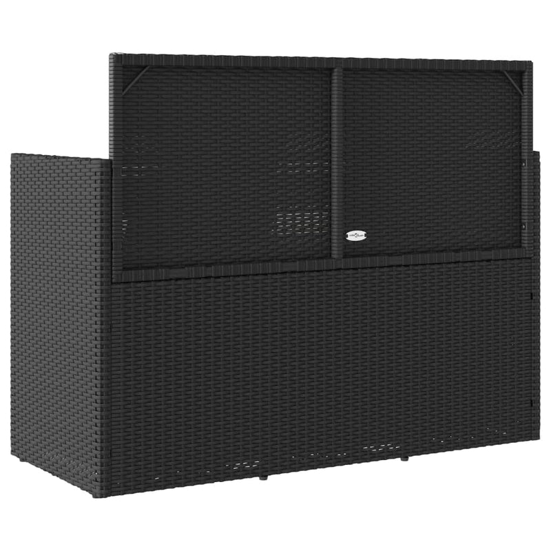 vidaXL fekete polyrattan kerti pad párnával