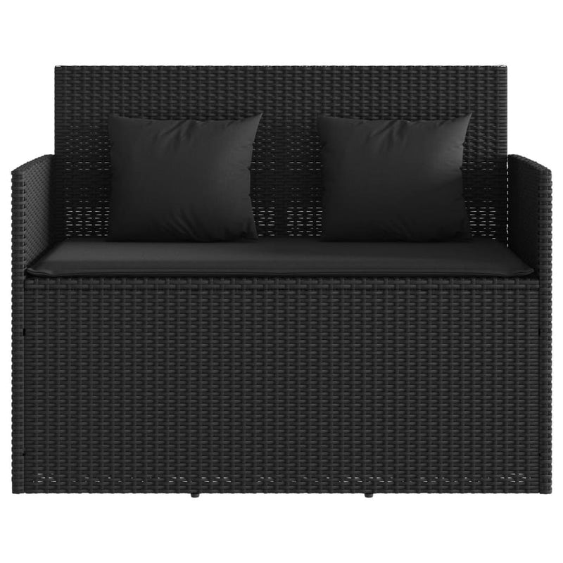vidaXL fekete polyrattan kerti pad párnával