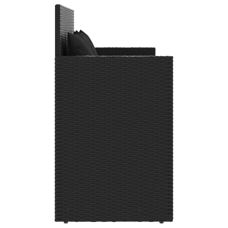 vidaXL fekete polyrattan kerti pad párnával