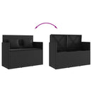 vidaXL fekete polyrattan kerti pad párnával