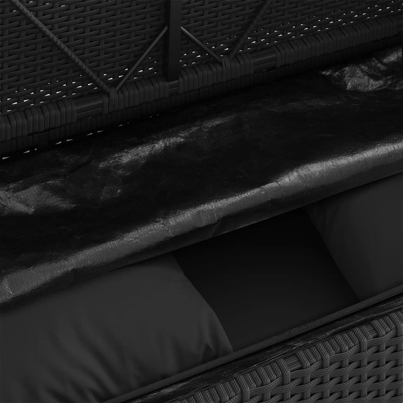 vidaXL fekete polyrattan kerti pad párnával