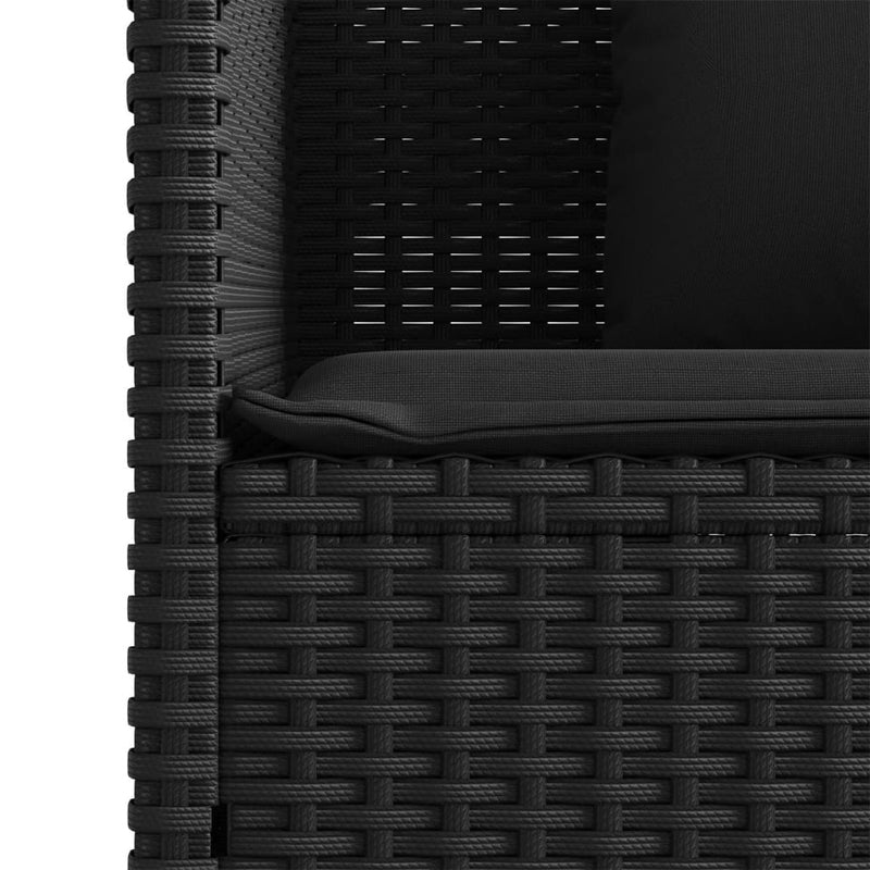 vidaXL fekete polyrattan kerti pad párnával