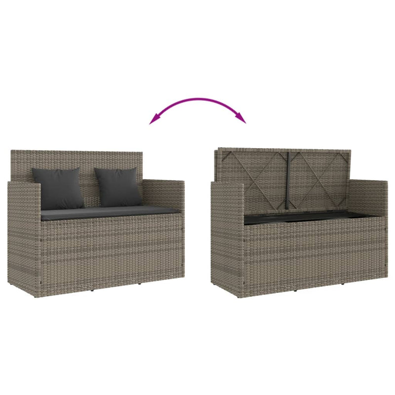 vidaXL szürke polyrattan akácfa kerti pad párnával