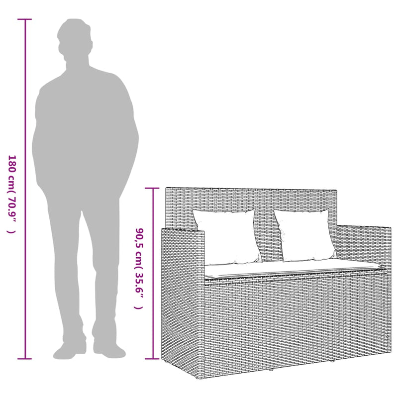 vidaXL bézs polyrattan kerti pad párnákkal