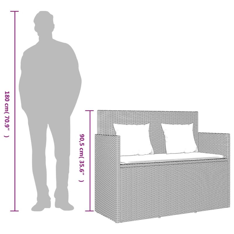 vidaXL világosszürke polyrattan kerti pad párnákkal