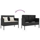 vidaXL fekete polyrattan kerti pad párnával