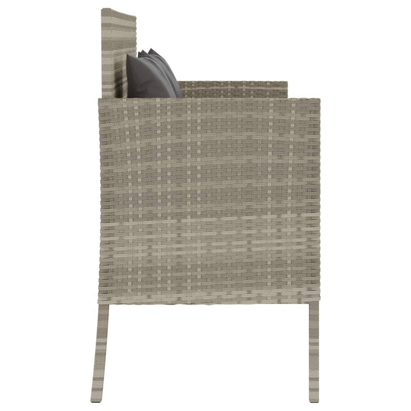 vidaXL világosszürke polyrattan kerti pad párnákkal