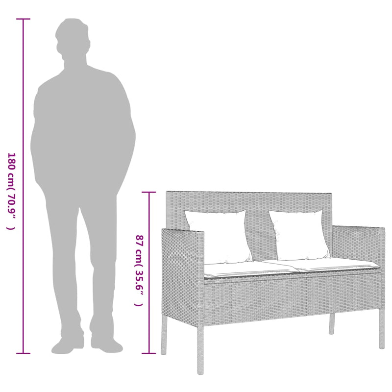 vidaXL világosszürke polyrattan kerti pad párnákkal