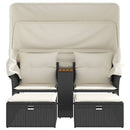 vidaXL 2 személyes fekete polyrattan kerti kanapé baldachinnal/székkel