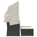 vidaXL 2 személyes fekete polyrattan kerti kanapé baldachinnal/székkel