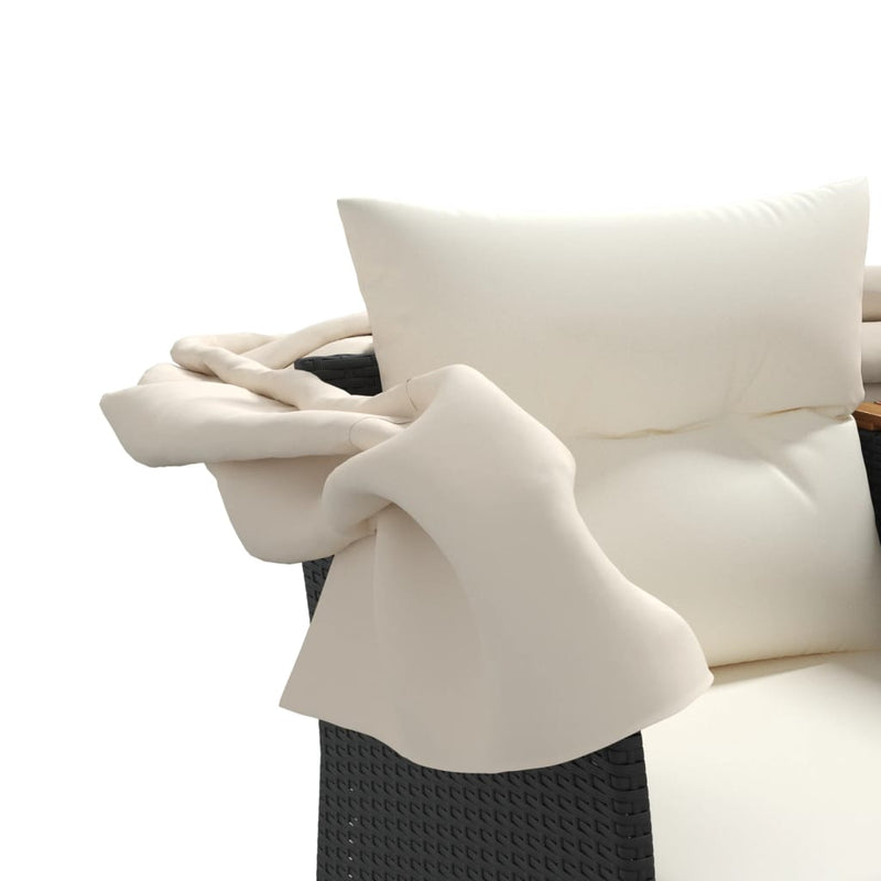 vidaXL 2 személyes fekete polyrattan kerti kanapé baldachinnal/székkel