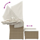 vidaXL 2 személyes bézs polyrattan kerti kanapé baldachinnal/székkel