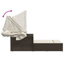 vidaXL barna polyrattan dupla napozóágy tetővel és párnával