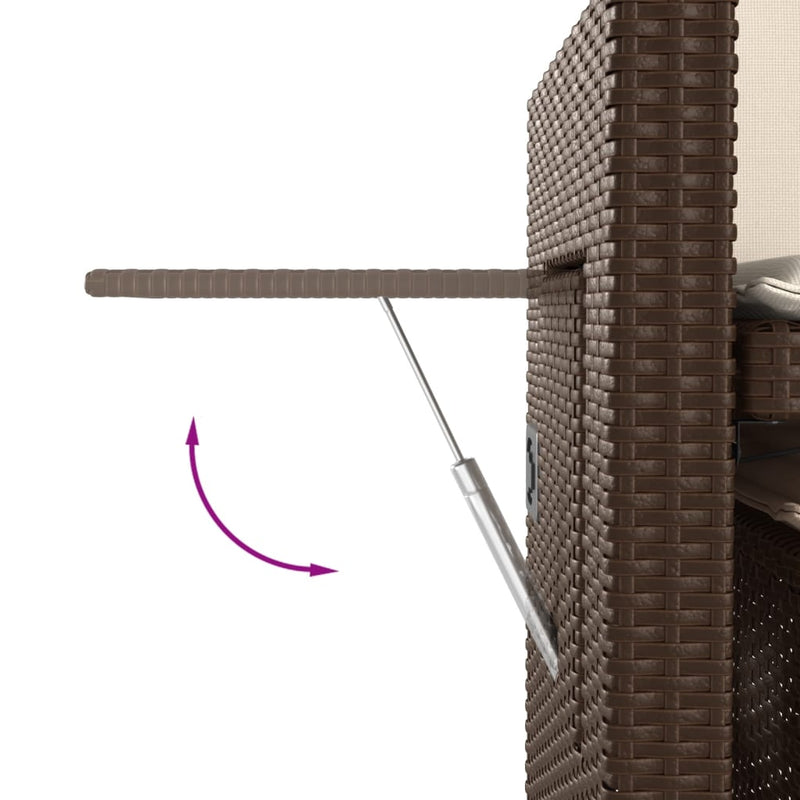 vidaXL barna polyrattan dönthető kerti pad párnával