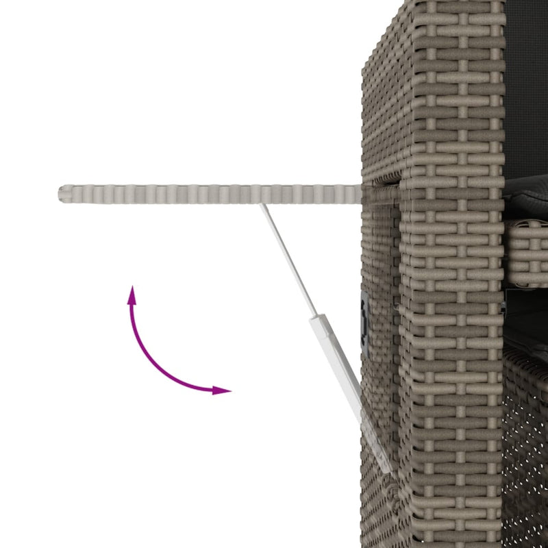 vidaXL szürke polyrattan dönthető kerti pad párnával