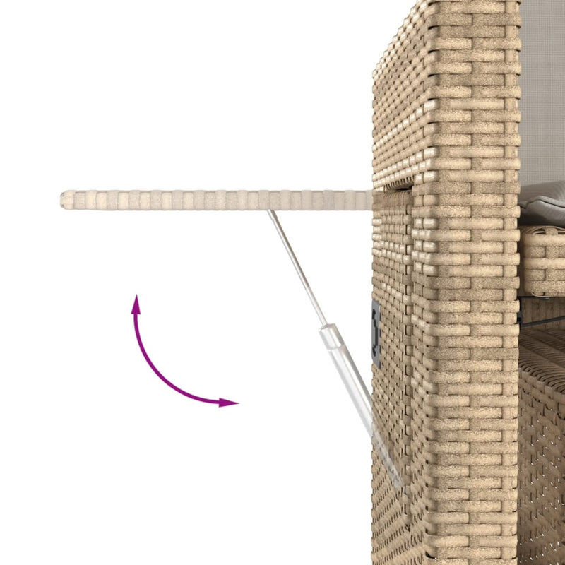 vidaXL bézs polyrattan dönthető kerti pad párnával