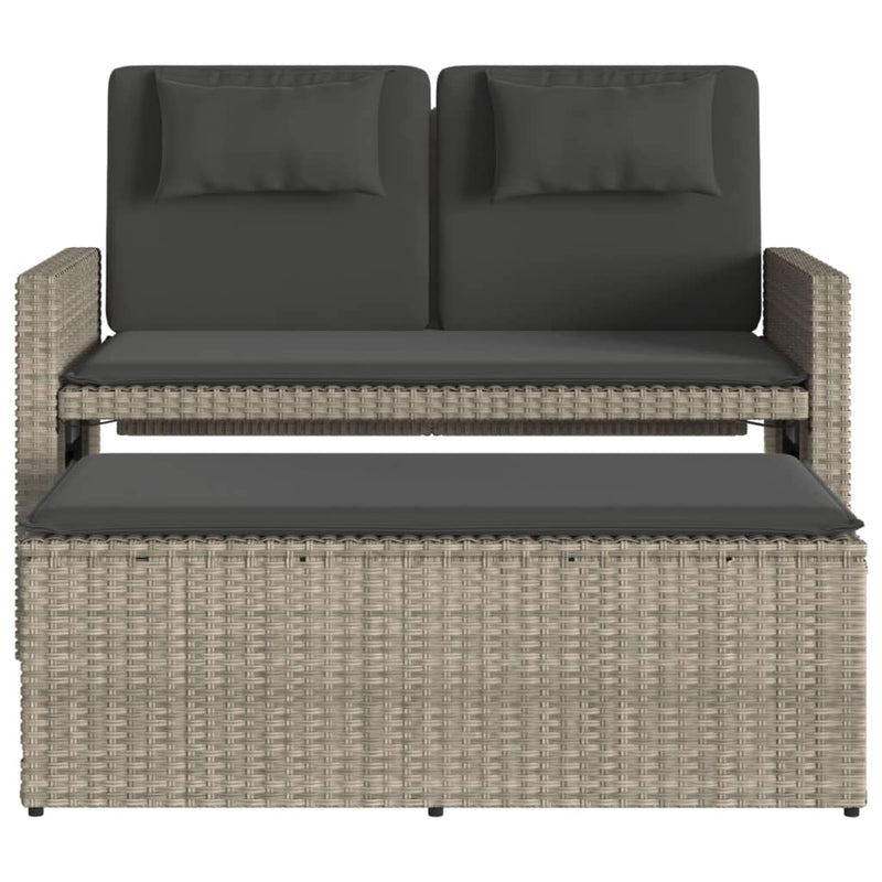 vidaXL világosszürke polyrattan dönthető kerti pad párnával