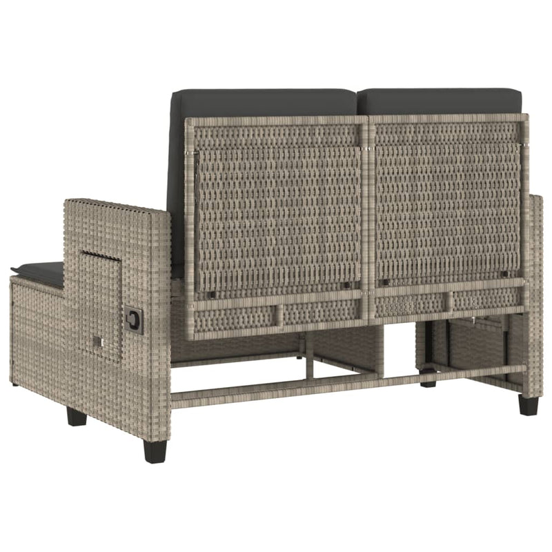 vidaXL világosszürke polyrattan dönthető kerti pad párnával