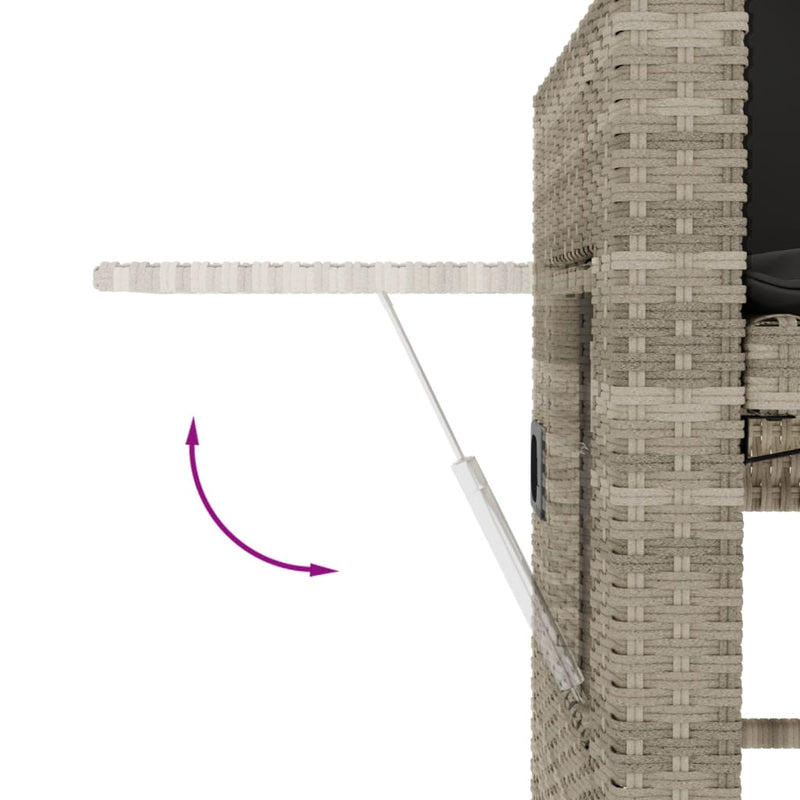 vidaXL világosszürke polyrattan dönthető kerti pad párnával