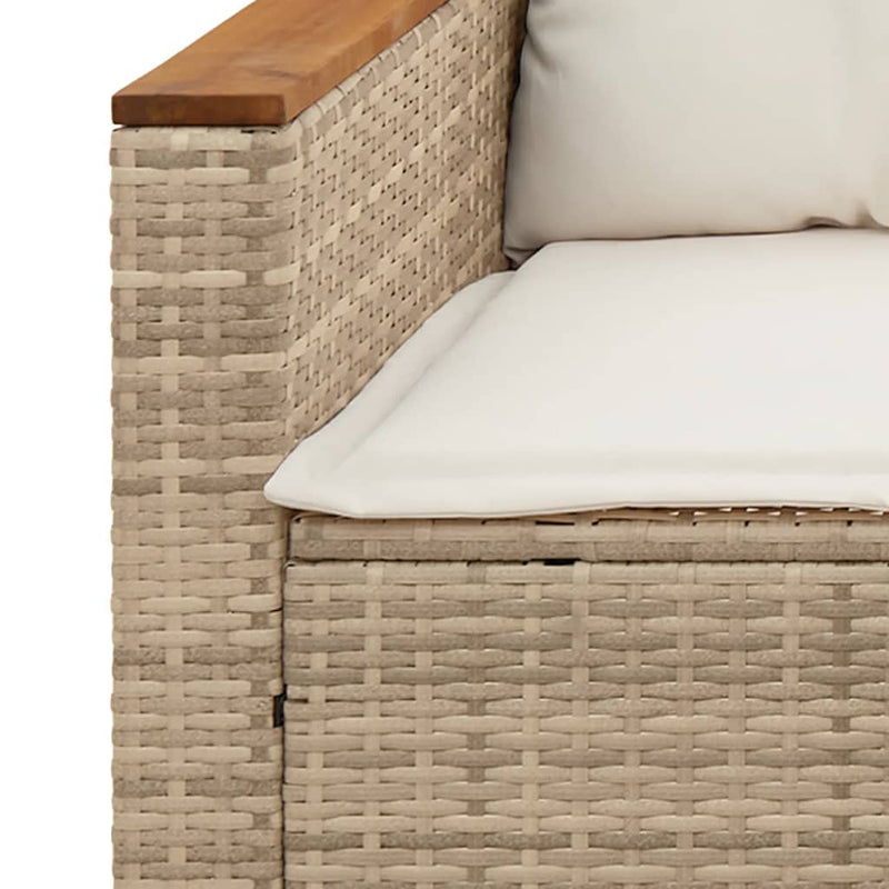 vidaXL 3 személyes bézs polyrattan kerti kanapé párnával