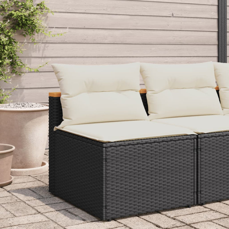 vidaXL 2 db fekete polyrattan karfa nélküli kerti kanapé párnákkal