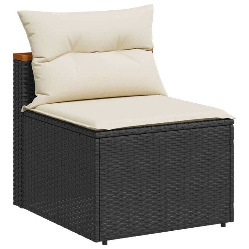 vidaXL 2 db fekete polyrattan karfa nélküli kerti kanapé párnákkal