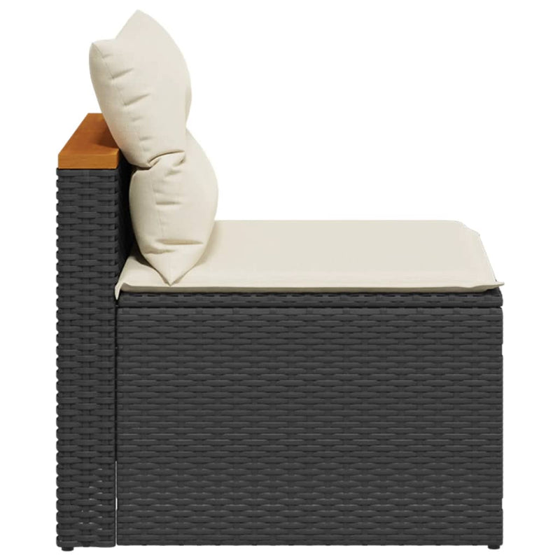 vidaXL 2 db fekete polyrattan karfa nélküli kerti kanapé párnákkal