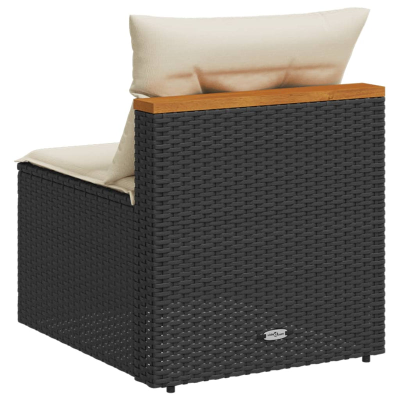 vidaXL 2 db fekete polyrattan karfa nélküli kerti kanapé párnákkal