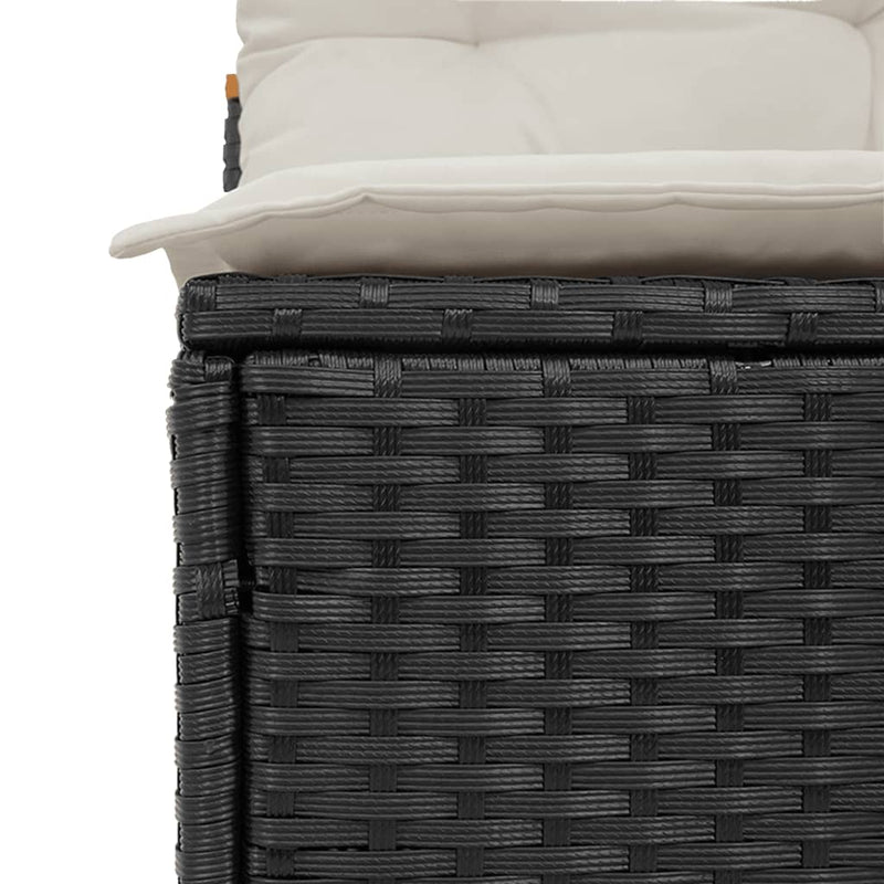 vidaXL 2 db fekete polyrattan karfa nélküli kerti kanapé párnákkal