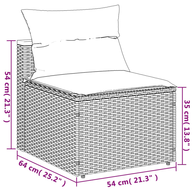 vidaXL 2 db fekete polyrattan karfa nélküli kerti kanapé párnákkal