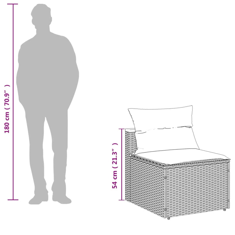 vidaXL 2 db fekete polyrattan karfa nélküli kerti kanapé párnákkal