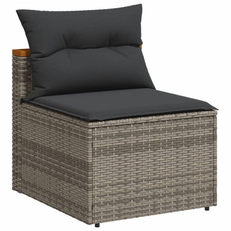 vidaXL 2 db szürke polyrattan karfa nélküli kerti kanapé párnákkal