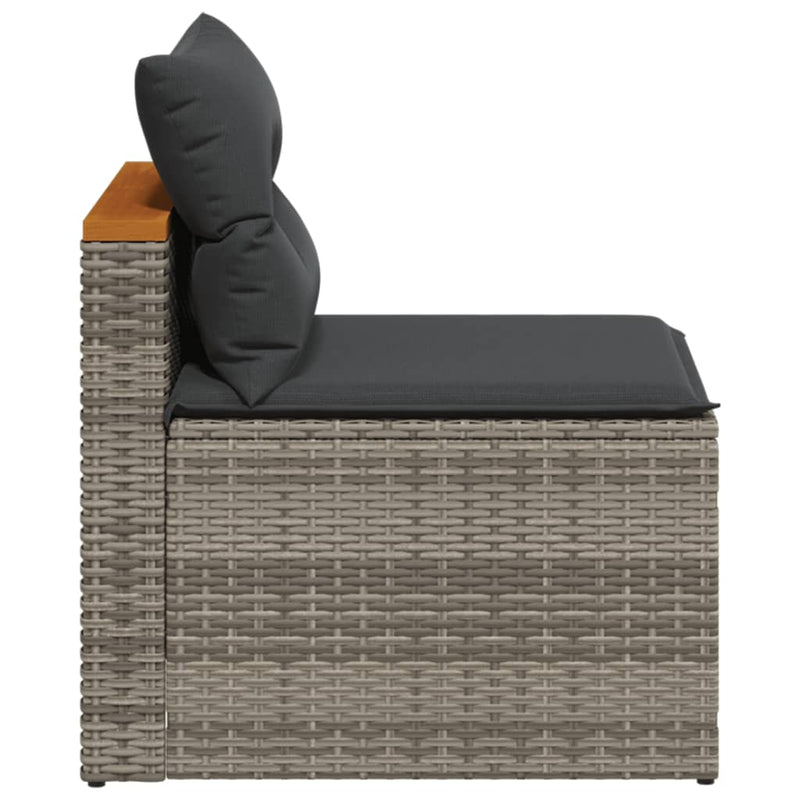 vidaXL 2 db szürke polyrattan karfa nélküli kerti kanapé párnákkal