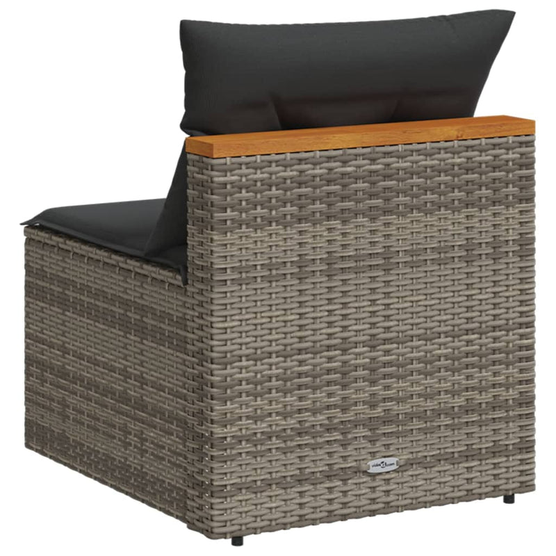vidaXL 2 db szürke polyrattan karfa nélküli kerti kanapé párnákkal