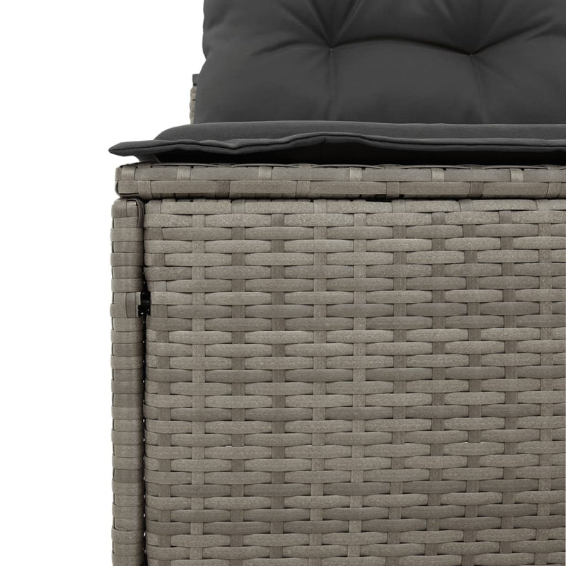 vidaXL 2 db szürke polyrattan karfa nélküli kerti kanapé párnákkal