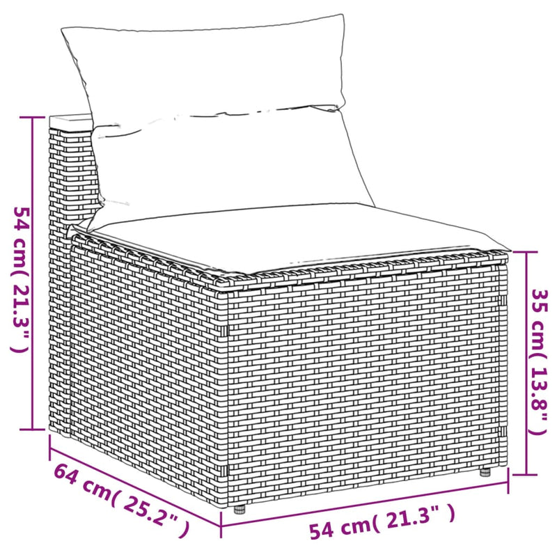 vidaXL 2 db szürke polyrattan karfa nélküli kerti kanapé párnákkal