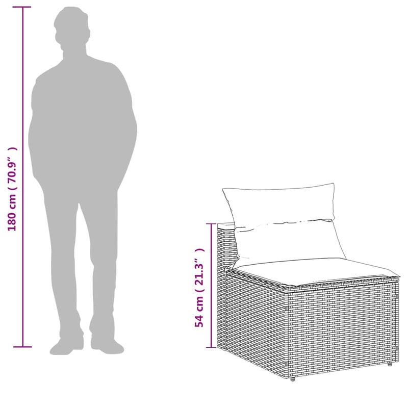 vidaXL 2 db szürke polyrattan karfa nélküli kerti kanapé párnákkal