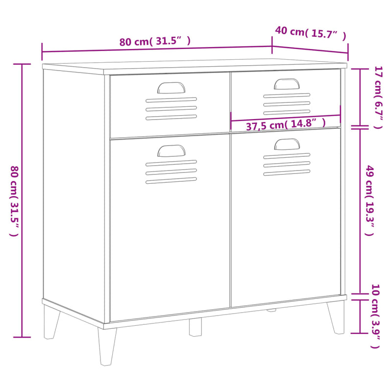 vidaXL VIKEN fekete szerelt fa tálalószekrény 80 x 40 x 80 cm