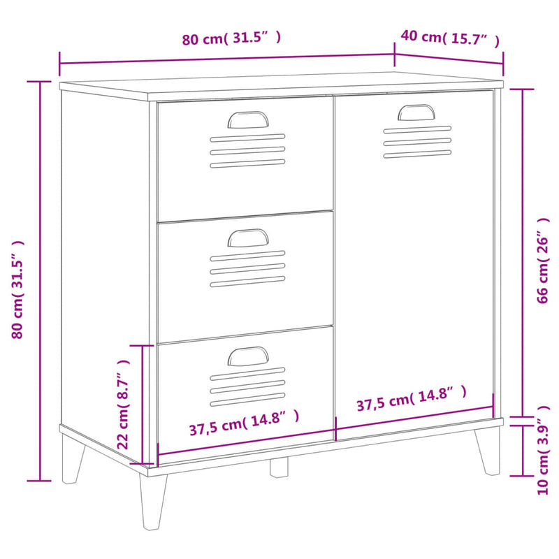 vidaXL VIKEN antracitszürke szerelt fa tálalószekrény 80 x 40 x 80 cm