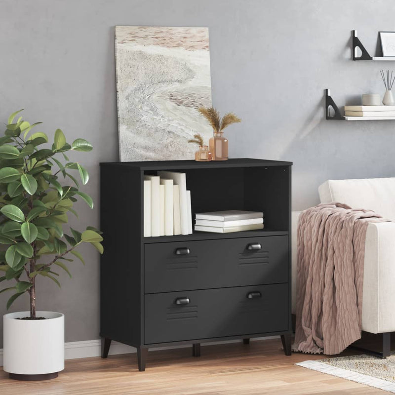 vidaXL VIKEN fekete szerelt fa könyvszekrény 80 x 40 x 90 cm