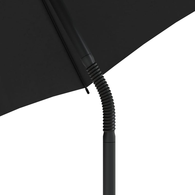 vidaXL 2 személyes fekete polyrattan kerti kanapé napernyővel/székkel